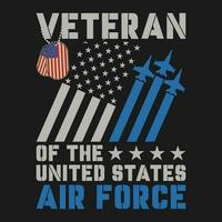 veteraan van de Verenigde staten lucht dwingen t-shirt vector