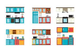 geïntegreerde pictogrammen voor keukenfronten vector