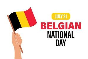 belgisch nationaal dag. hand- met de vlag van belgië. belgisch onafhankelijkheid dag spandoek. illustratie, banier, vector