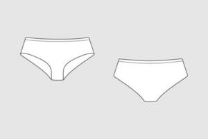 lingerie slip, onderbroek. vrouw vector sjabloon geïsoleerd Aan een grijs achtergrond. voorkant en terug visie. schets mode technisch schetsen van kleren model.