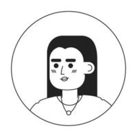 mooi rood haren Kaukasisch meisje monochroom vlak lineair karakter hoofd. positief lang haren dame. bewerkbare schets hand- getrokken menselijk gezicht icoon. 2d tekenfilm plek vector avatar illustratie voor animatie