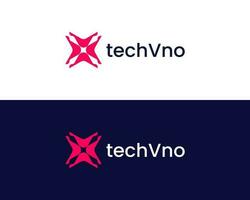 tech en technologie logo met v , cirkel en team werk logo ontwerp vector