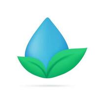 water druppels Aan bladeren de concept van aanplant bomen voor de wereld. 3d illustratie vector