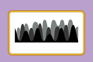 tekenfilm vlak stijl tekening van gestileerde zwart muziek- geluid golven. audio technologie, musical pols. Golf musical soundtrack. abstract digitaal equalizer in muziek- studio. grafisch ontwerp vector illustratie