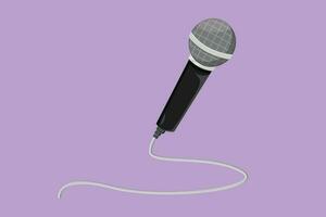tekenfilm vlak stijl tekening microfoon voor karaoke geïsoleerd Aan blauw achtergrond. mic uitrusting voor zingen lied Bij karaoke festival. muziek- microfoon logo, icoon, symbool. grafisch ontwerp vector illustratie