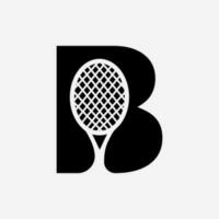 brief b padel tennis logo. padel racket logo ontwerp. strand tafel tennis club symbool vector