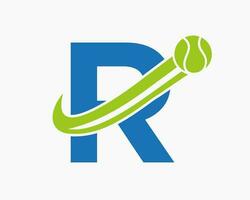 tennis logo Aan brief r. tennis sport academie, club logo teken vector