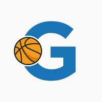 basketbal logo Aan brief g concept. mand club symbool vector sjabloon