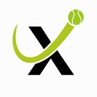 tennis logo ontwerp Aan brief X sjabloon. tennis sport academie, club logo vector