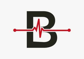 brief b hartslag logo voor medisch of Gezondheid symbool. medisch logo sjabloon ontwerp vector