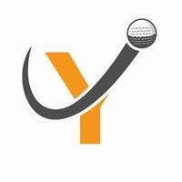 eerste brief y golf logo ontwerp. eerste hockey sport academie teken, club symbool vector