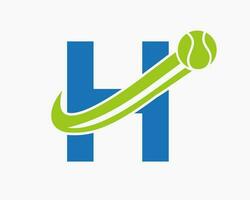 tennis logo Aan brief h. tennis sport academie, club logo teken vector
