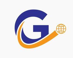 brief g globaal logo ontwerp. wereld logotype symbool vector sjabloon