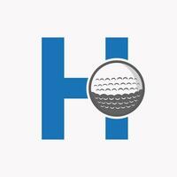 golf logo Aan brief h. eerste hockey sport academie teken, club symbool vector