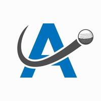 eerste brief een golf logo ontwerp. eerste hockey sport academie teken, club symbool vector