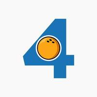 brief 4 bowling logo. bowling bal symbool met in beweging bal icoon vector