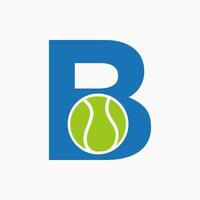 tennis logo Aan brief b. tennis sport academie, club logo teken vector