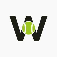 tennis logo Aan brief w. tennis sport academie, club logo teken vector