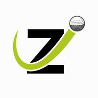 eerste brief z golf logo ontwerp. eerste hockey sport academie teken, club symbool vector