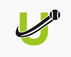 brief u tennis club logo ontwerp sjabloon. tennis sport academie, club logo vector