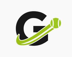 brief g tennis club logo ontwerp sjabloon. tennis sport academie, club logo vector