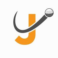 eerste brief j golf logo ontwerp. eerste hockey sport academie teken, club symbool vector