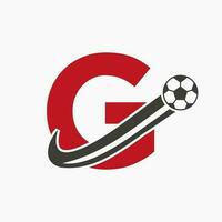 eerste brief g voetbal logo. Amerikaans voetbal logo concept met in beweging Amerikaans voetbal icoon vector