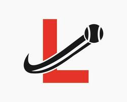 brief l tennis club logo ontwerp sjabloon. tennis sport academie, club logo vector