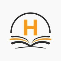 brief h onderwijs logo boek concept. opleiding carrière teken, Universiteit, academie diploma uitreiking logo sjabloon ontwerp vector