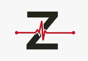 brief z hartslag logo voor medisch of Gezondheid symbool. medisch logo sjabloon ontwerp vector