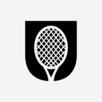 brief u padel tennis logo. padel racket logo ontwerp. strand tafel tennis club symbool vector