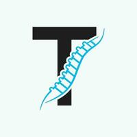 brief t orthopedische Gezondheid bot logo ontwerp met terug bot icoon. bot Gezondheid logo teken vector