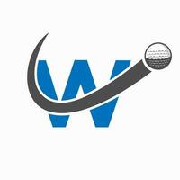 eerste brief w golf logo ontwerp. eerste hockey sport academie teken, club symbool vector