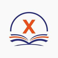 brief X onderwijs logo boek concept. opleiding carrière teken, Universiteit, academie diploma uitreiking logo sjabloon ontwerp vector