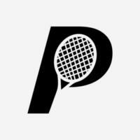 brief p padel tennis logo. padel racket logo ontwerp. strand tafel tennis club symbool vector