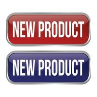 glanzend nieuw Product label, nieuw producten icoon, nieuw Product banier, 3d realistisch bedrijf insigne ontwerp, aankomst goederen rubber postzegel geïsoleerd Aan wit achtergrond vector