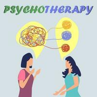psychotherapie illustratie met handen en verstrikt draad, illustratie vector