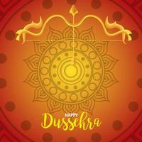 gelukkig dussehra-festival met gouden boog en pijl vector