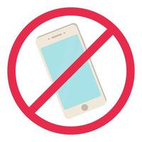 geen telefoon teken rood smartphone verboden regel symbool telefoon uitschakelen niet toegestaan concept voorraad vector iilustration in cartoon stijl geïsoleerd op wit