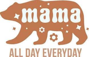 retro mama, mama sfeer, retro mama, jongen meisje mama, mama, moeder dag, beste mam ooit, beer mama, sublimatie ontwerp vector