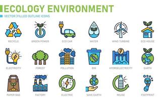 ecologie milieu gevuld overzicht icoon vector