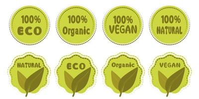 vegan symbool eco natuurlijke organische icon set vector