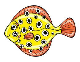 tekenfilm platvis. geïsoleerd vector illustratie van een schattig vis.
