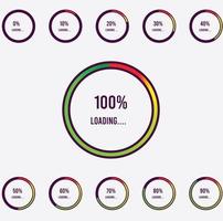 stel halve cirkel percentage diagrammen in van 0 tot 100 vector