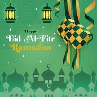 eid al fitr ramadan ketupat illustratie vector