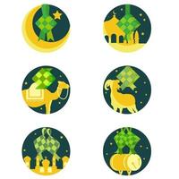 verschillende ketupat-pictogrammen voor ramadan vector