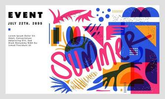 zomer evenement banier met abstract vormen voor afdrukken en digitaal, risografie vector illustratie