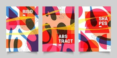 reeks van kleurrijk abstract vormen poster ontwerp, creatief folder sjabloon voor afdrukken en digitaal, vector illustratie