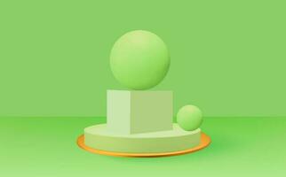 leeg 3d ronde podium.licht groen minimaal muur scene.abstract meetkundig platformen. vector