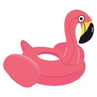 zomer opblaasbaar rubber ring in de vorm van een flamingo. grappig kind tekenfilm opblaasbaar flamingo geïsoleerd Aan wit vector